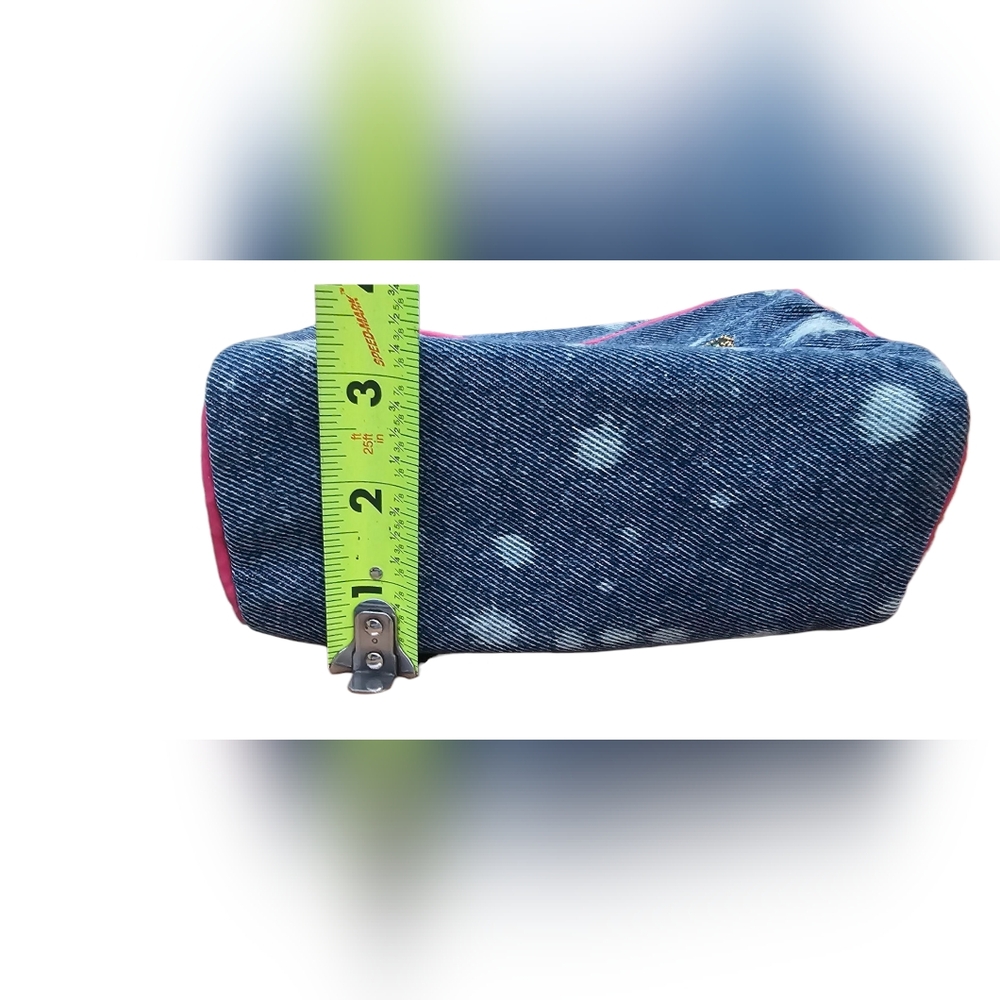 NEW My Doris - Small Denim 'Smile' Hand Beaded Embellished Women's Cosmetic Bag - Picture 10 of 10